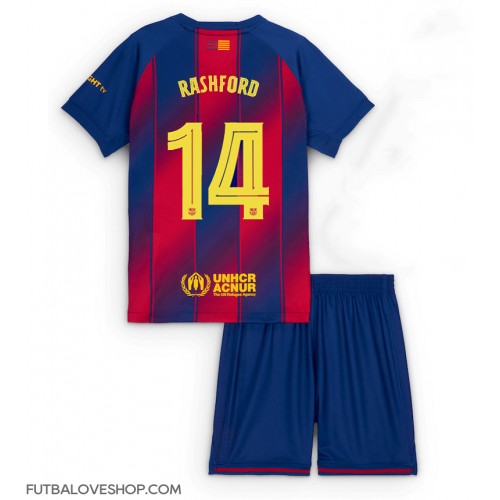 Dres Barcelona Marcus Rashford #14 Domáci pre deti 2025-26 Krátky Rukáv (+ trenírky)